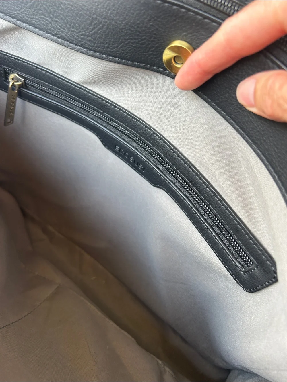 ECOSUSI Black Leather Laptop Tote with Tassel